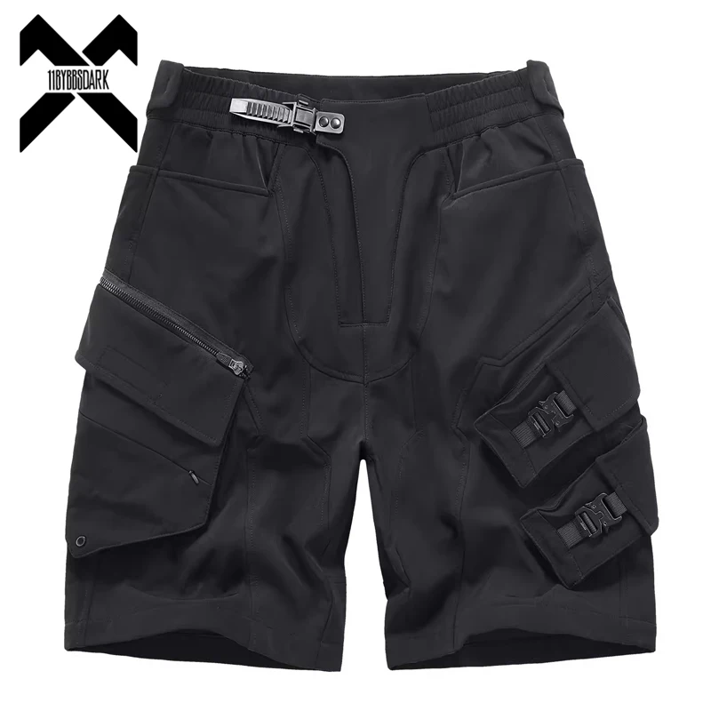 2024 Summer Tactical Shorts Multi Pocket Cargo Short Pant Functional Loose Streetwear Elastic Waist Shorts Black