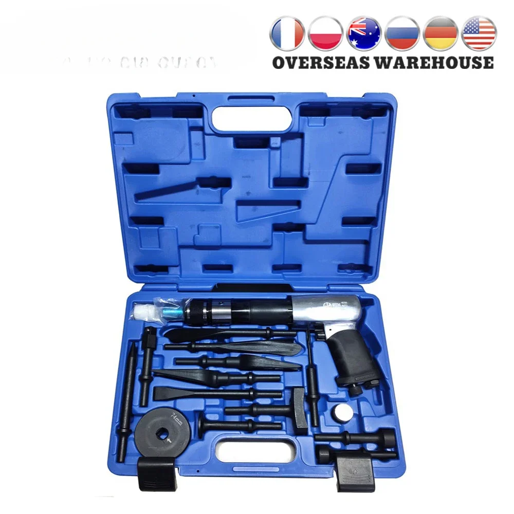 MR CARTOOL 16Pcs Multifunctional Air Hammer Tool Sets Powerful Handle Straight Type Air Chisel Pneumatic Hammer Car Repair Tools