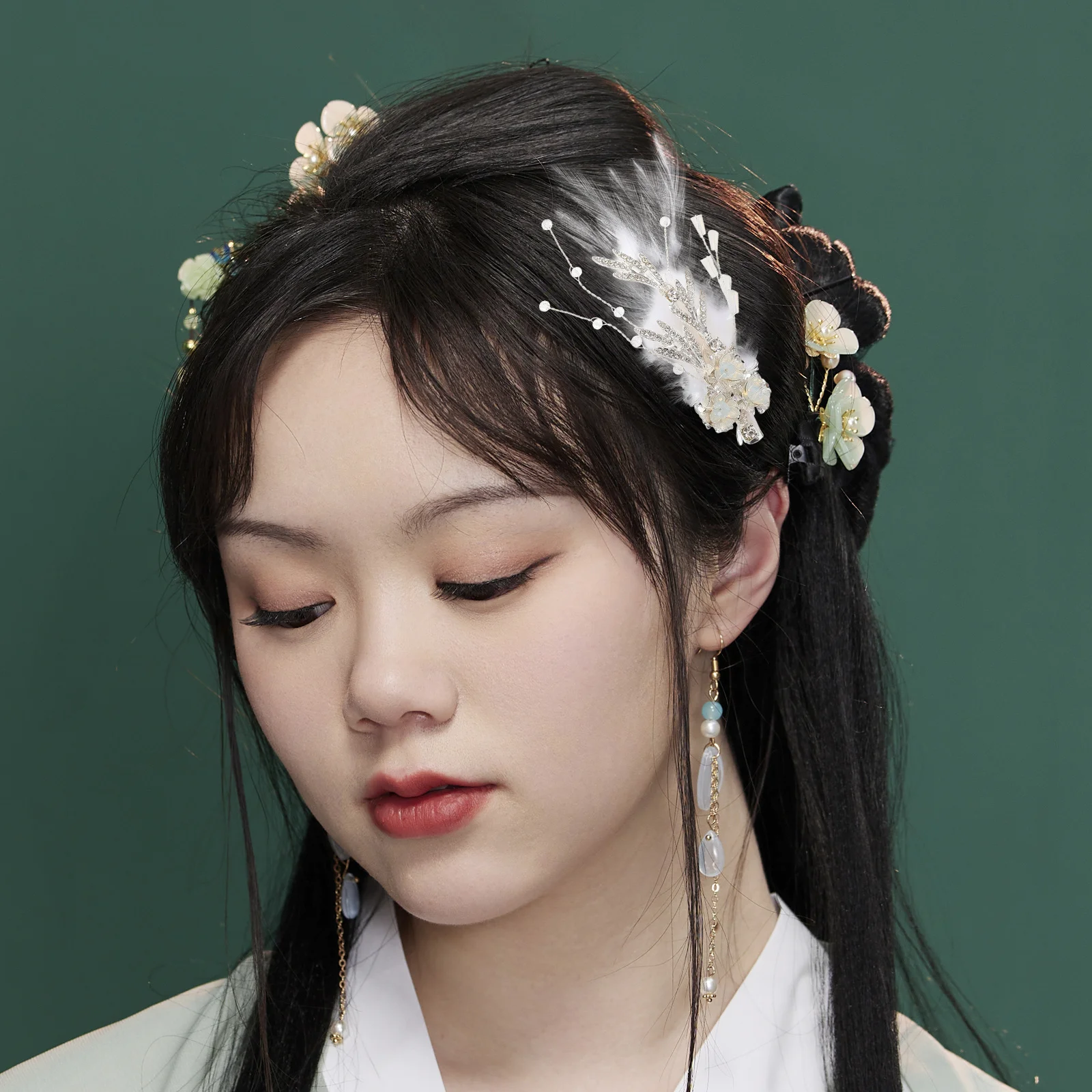 

1Pair Handmade Chinese Style Hair Clip Ancient Elegant Floral Hairpin for Hanfu Themed Parties Photography Traditional Hair