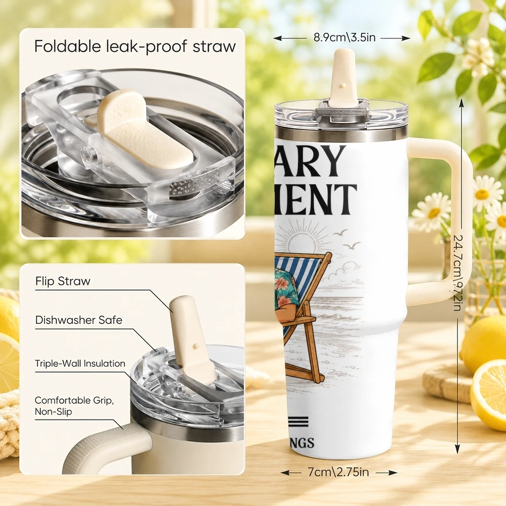 The Legend Retires Vacuum Flasks 40oz Thermal Tumbler with Handle Stainless Steel Vacuum Insulated Leak Proof Travel Mug