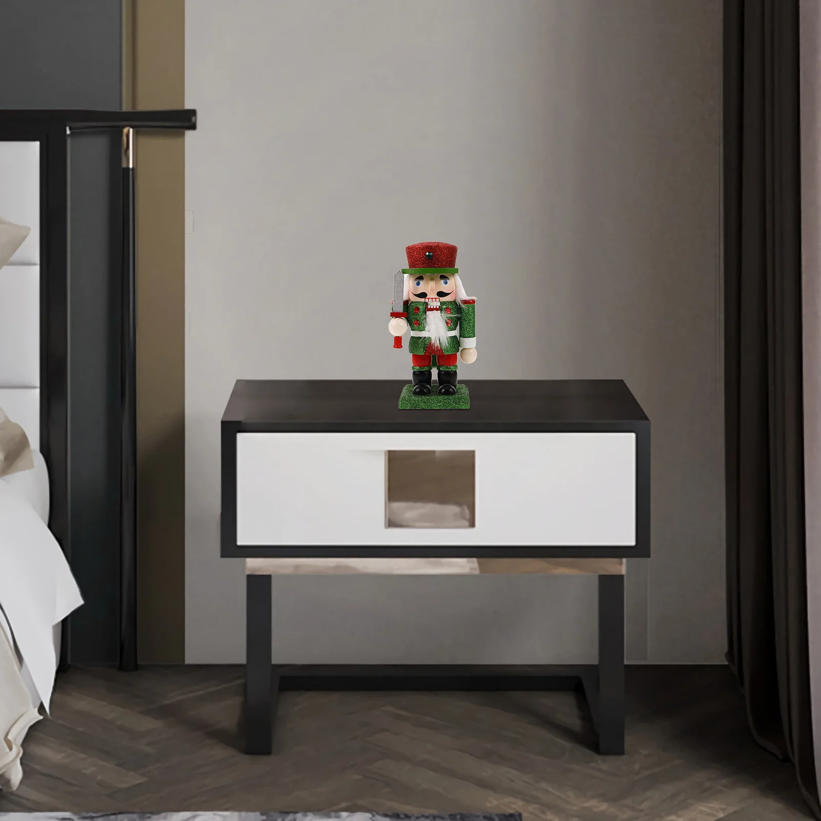 

Charming Wooden Nutcracker Christmas Decor Glittery Finish Holiday Display for Shelves Tabletops Festive Winter Season