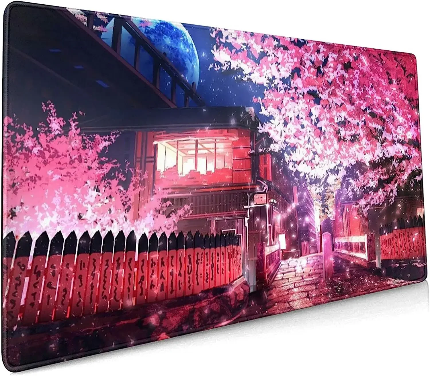 

Japanese Sakura Anime Extended Mouse Pad 35.4x15.7 Inch XXL Pink Cherry Blossom Flower Non-Slip Rubber Base Large Mousepad