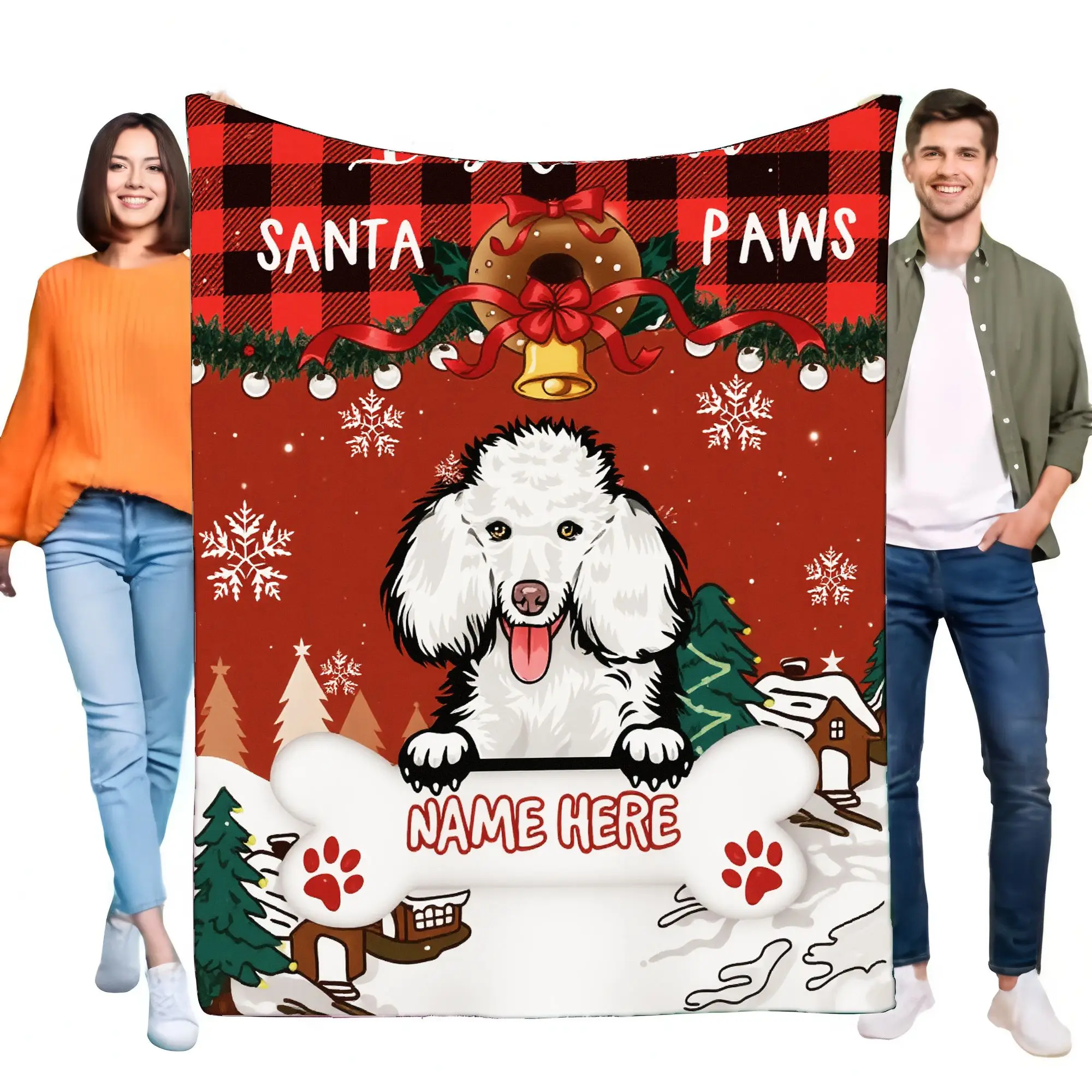 Personalized Santa Paws Blanket Cozy Soft Plush Throw Custom Dog Design Perfect for Christmas Home Decor Gift for Pet Lovers