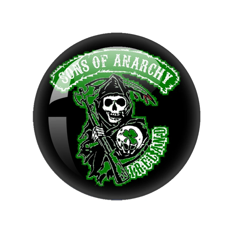 2023 New Sons Of Anarchy LOGO  Freedom Symbol 12mm-40mm Round Glass Demo Back Making  Jewelry Fans Charms Jewelry Gifts