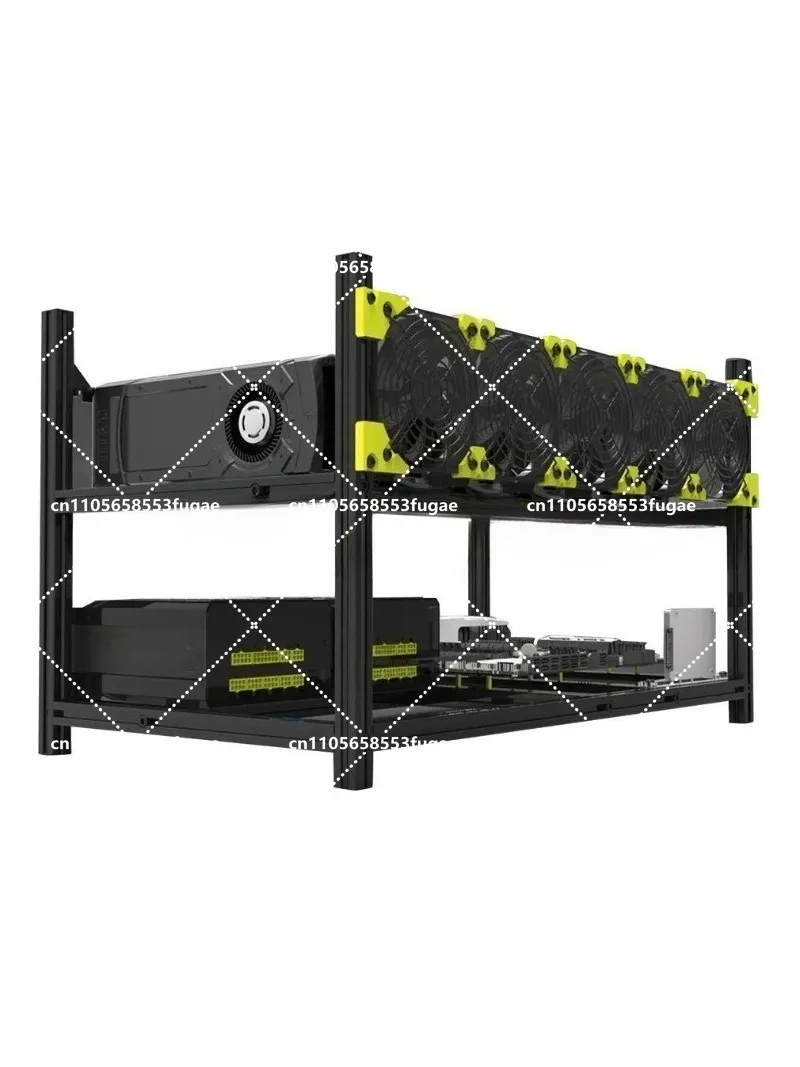 Aluminum Stackable Computer  Open air Rack Gpu Rig case V4C  6 Gpu Rig VEDDHA 6 GPU Frame