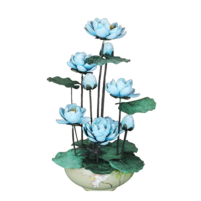 

New Chinese Artificial Flower Retro Fake Flower Bonsai Lotus Decoration Zen Lotus Living Room Desktop Flower Arrangement