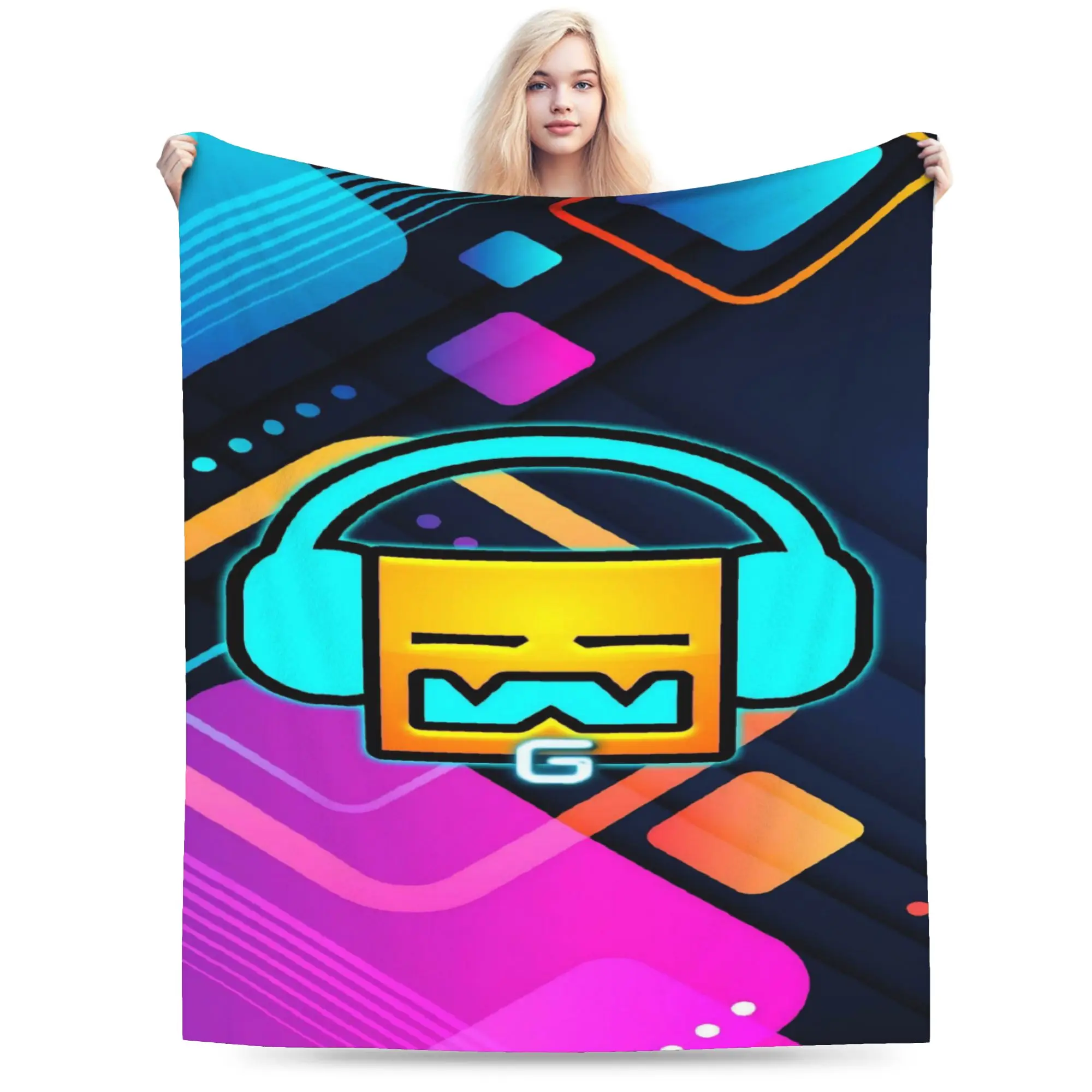 New Arrival Geometry Dash Games Blanket Ultra-Soft Flannel  Comfortable Throw Blanket Machine Washable
