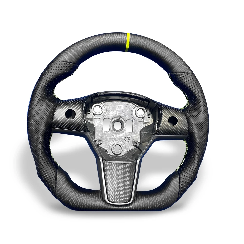 Heated Real Carbon Fiber Steering Wheel For Tesla Model 3 Model Y Custom Soft Suede Surface Sport Driving Wheel