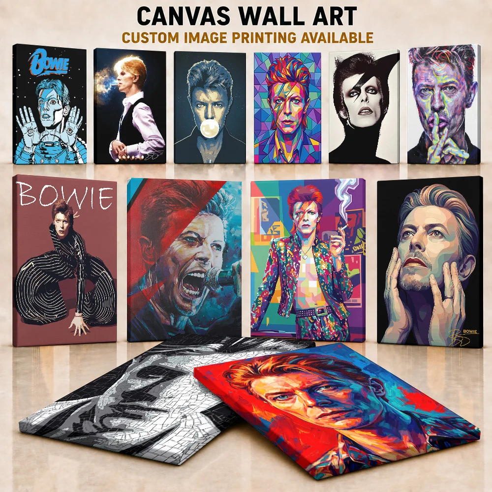 David Bowie Framed Canvas Posters Rock Canvas Wall Art With Personalized Photo For Listening Room Ideal Listener Birthday Gift
