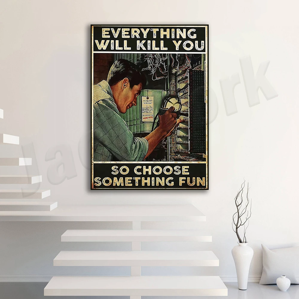 Electrician CheckingChoose Something Fun Poster, Electrician Checking Man Art Print, Electrician Checking Gift