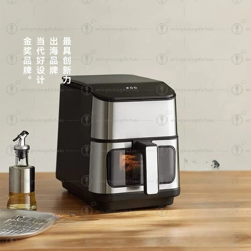 New Extended Visual Air Fryer, Multifunctional Household Oil-free Electric Fryer, Metal Inner Container Zero Coating
