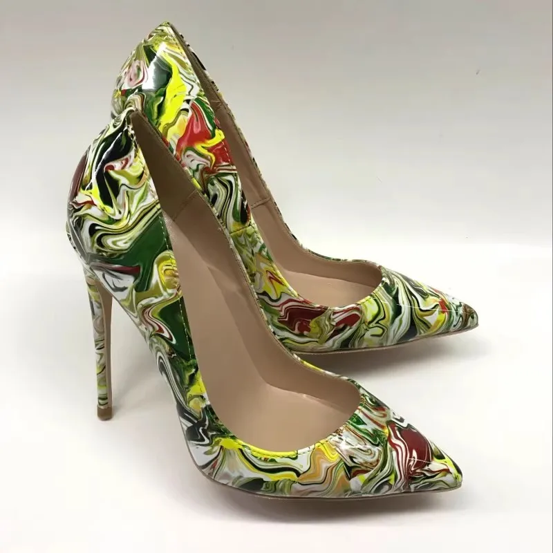 

2025 Spring New Women's Colorful High Heels Pointed Stilettos ShallowElegant Sexy Banquet Ladies Large Size Office Shoes