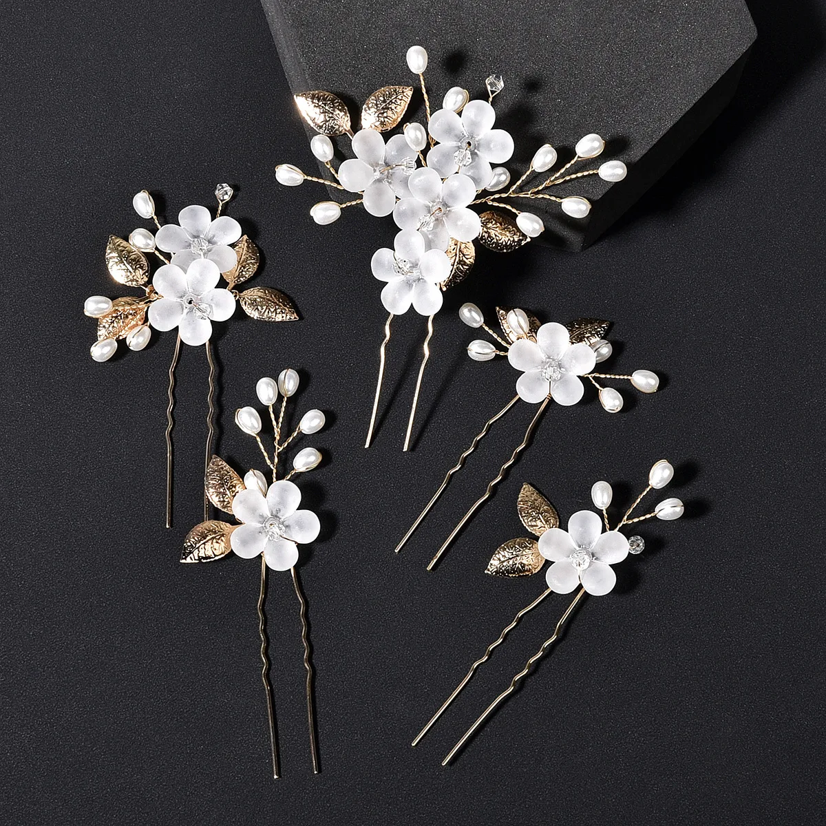 5 Pcs Crystal Pearl Flower Hair Clips Elegant Headwear For Women Precious jewels Bridal Wedding Hair Accessories