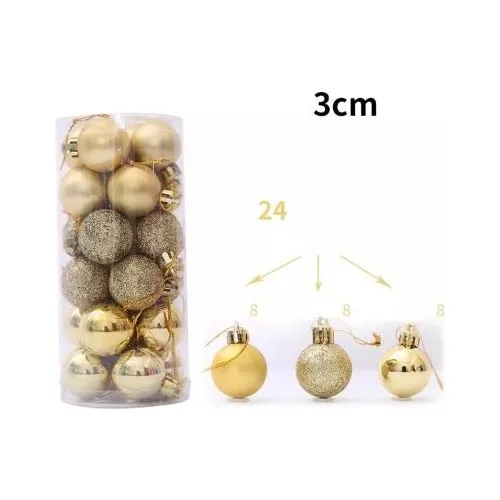 Partici Christmas Tree Ornament Balls Gold 3cm 24'lü