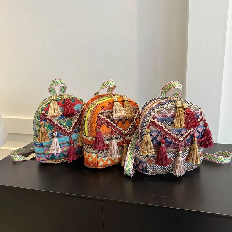 

1/2 шт. женская сумка через плечо с кисточками в этническом стиле, дорожная сумка, многофункциональный кошелек, идеальный аксессуар для одежды