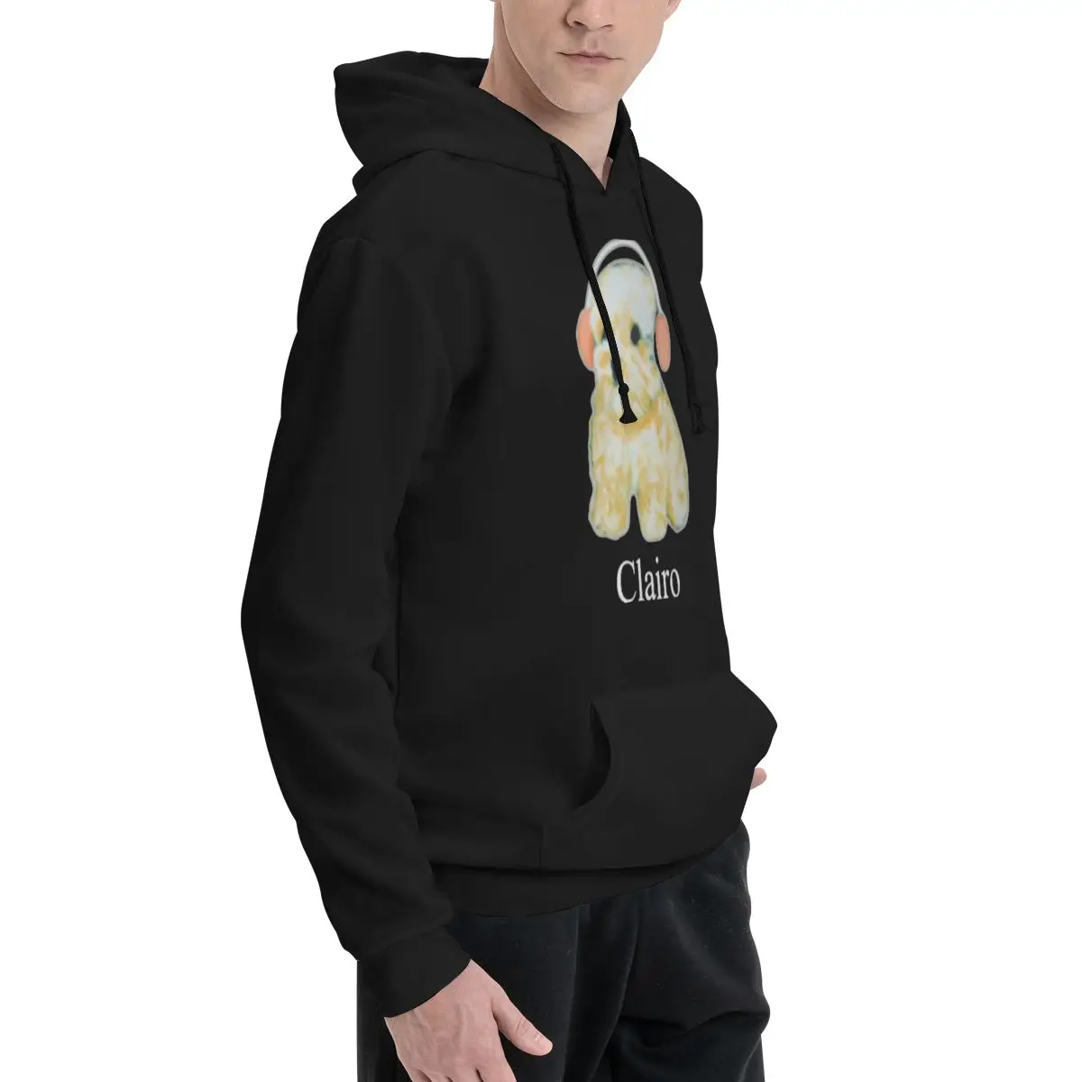 Clairo Dog Hoodie - Clairo Dog With Headphones Puppy Pullover Polyester Hoodie Men's Women's Sweater Size XXS-3XL