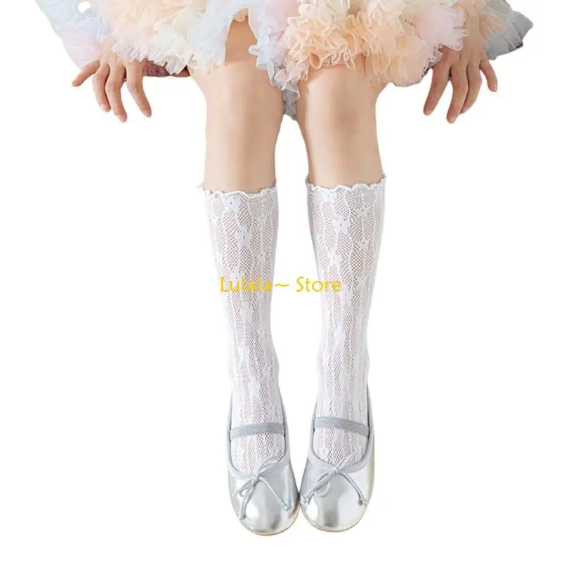 

Y4QA Fashionable Sweet Socks Lace Flower Decorations for Kids Lightweight