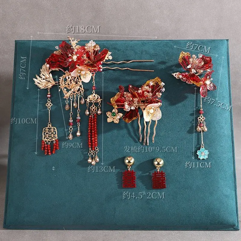 

Красный китайский свадебный набор аксессуаров для волос Xiuhe: украшения для головы с драконом и фениксом, новинка, классический стиль