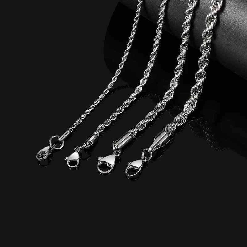 Silver Color Twist Rope Warp Stainless Steel Chain Bracelet Men Women Hand Link 3/4/5/MM Trendy Hip Hop Party Gift Jewelry