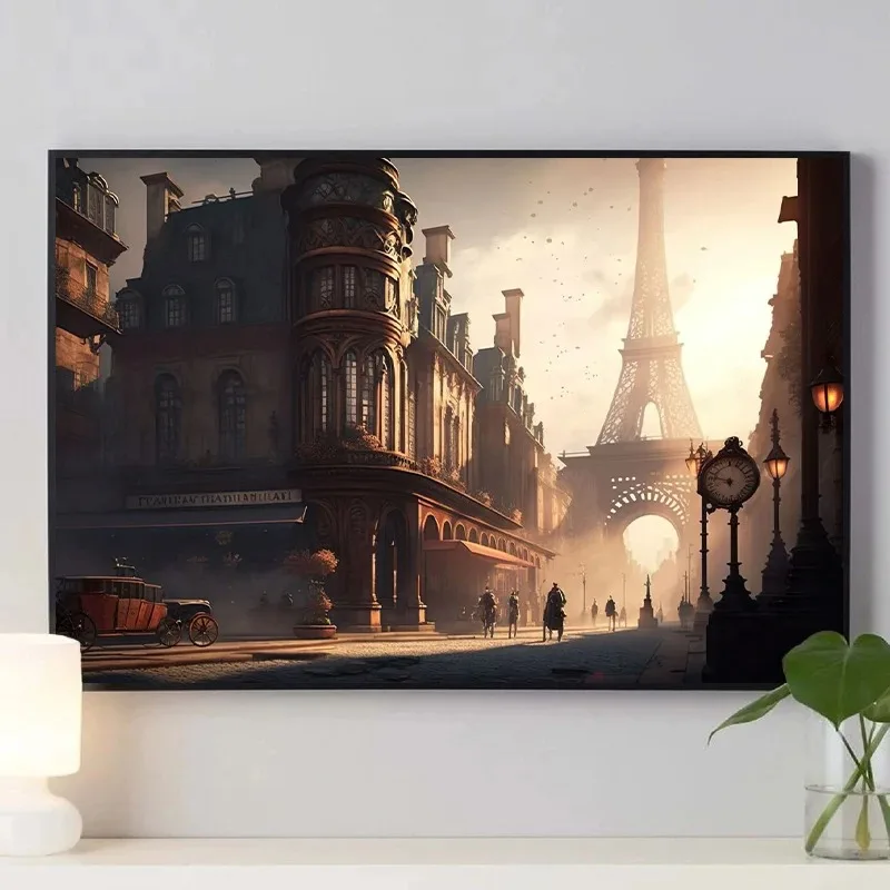 Steampunk Railroad Train Airship Posters and Prints Canvas Printing Wall Art Picture for Living Room Home Decoration