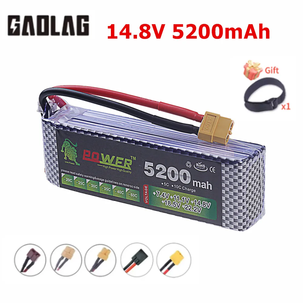 

4S Lipo Battery 14.8V 5200mAh Lipo Battery with XT60/T/TRX/EC5 Connector For RC Airplanes Helicopters Car Boat Truck Parts