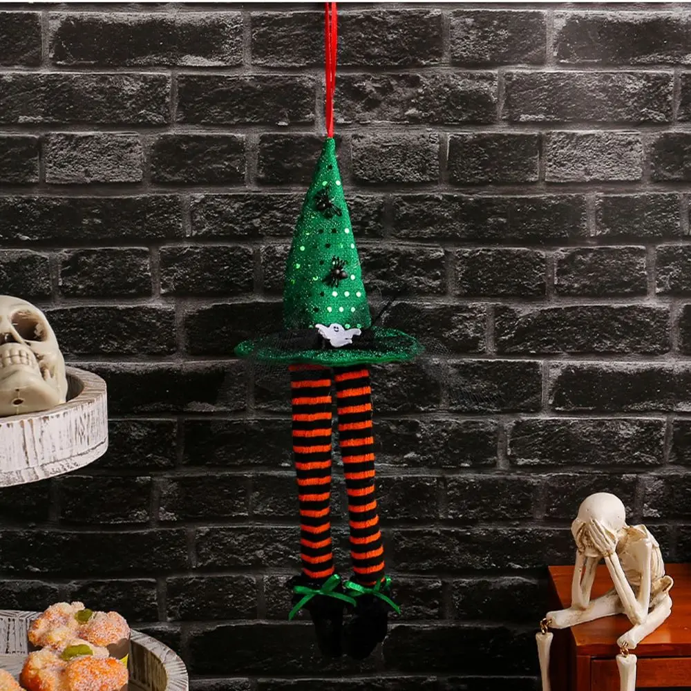 Scary Halloween Long Legged Witch Pendant Striped Reusable Witch Hat Hanging Ornament Garland Exquisite
