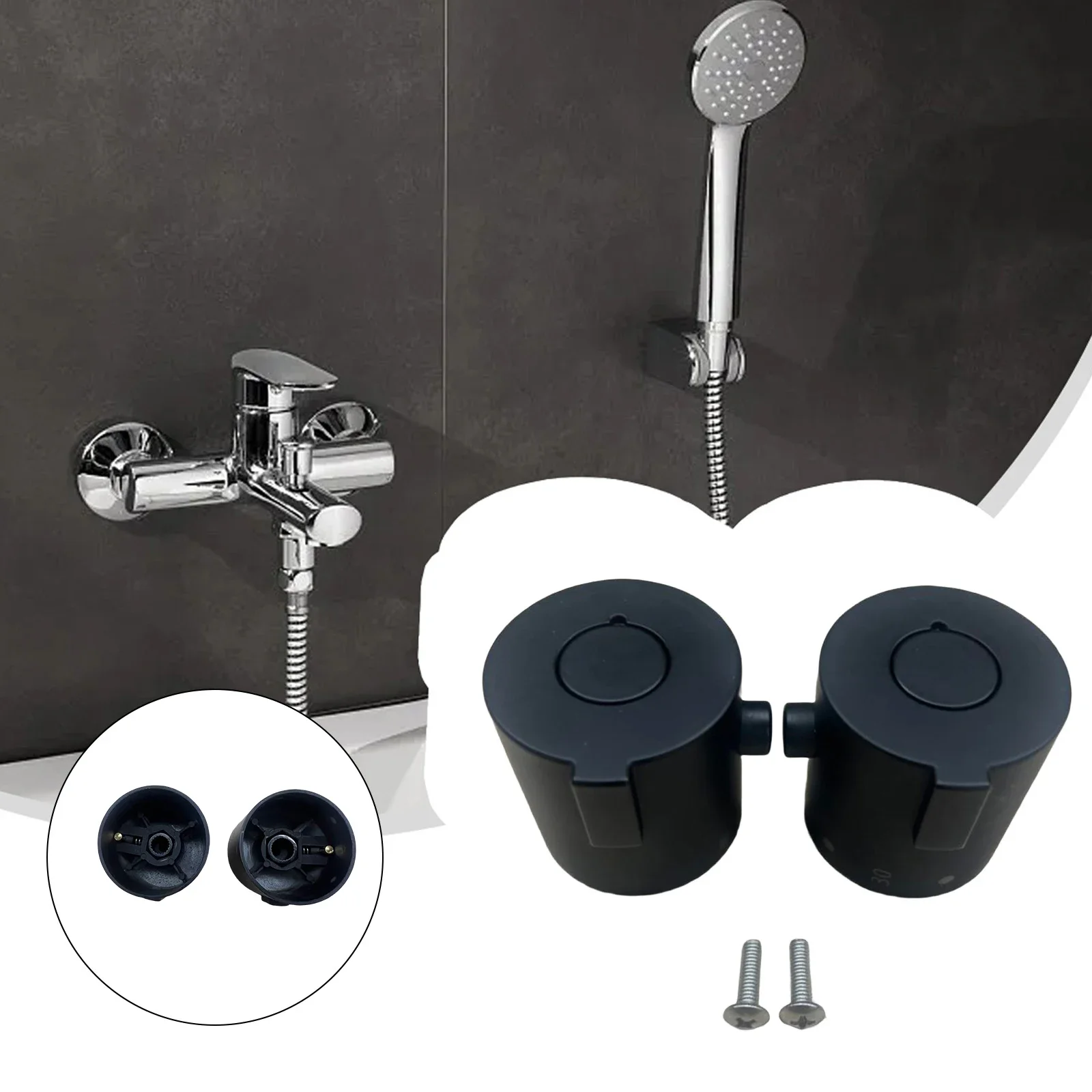Thermostatic Shower Faucet Handle Pair With Temperature Indicator Knobs For Bathtub And Shower Controls ABS Construction