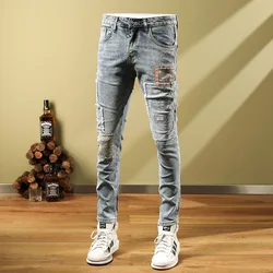 2024 Spring and Autumn New Fashion Trend Retro Straight Leg Jeans Men's Casual Slim Comfortable Stretch High Quality Denim Pants