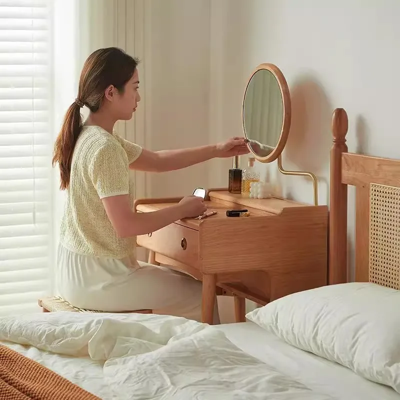 Cherry wood bedroom log makeup table small