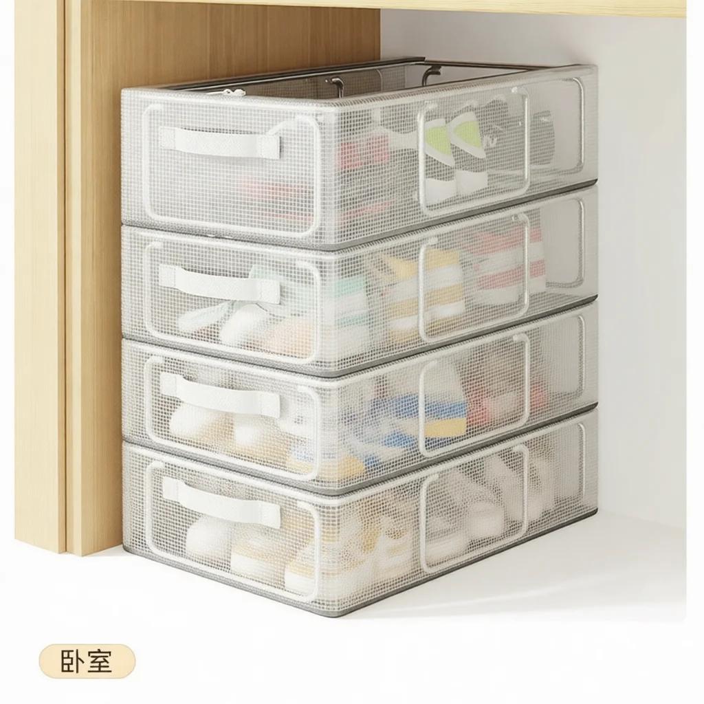 Clear Shoes Organizer Box Modern Foldable Steel Storage Rack Dustproof Fashion Cabinet Household Footwear Display Keeper