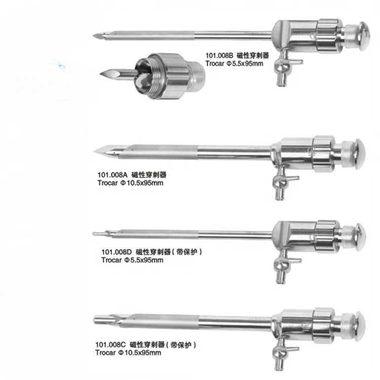 laparoscopic stainless steel reusable blade or bladeless magnetic trocar