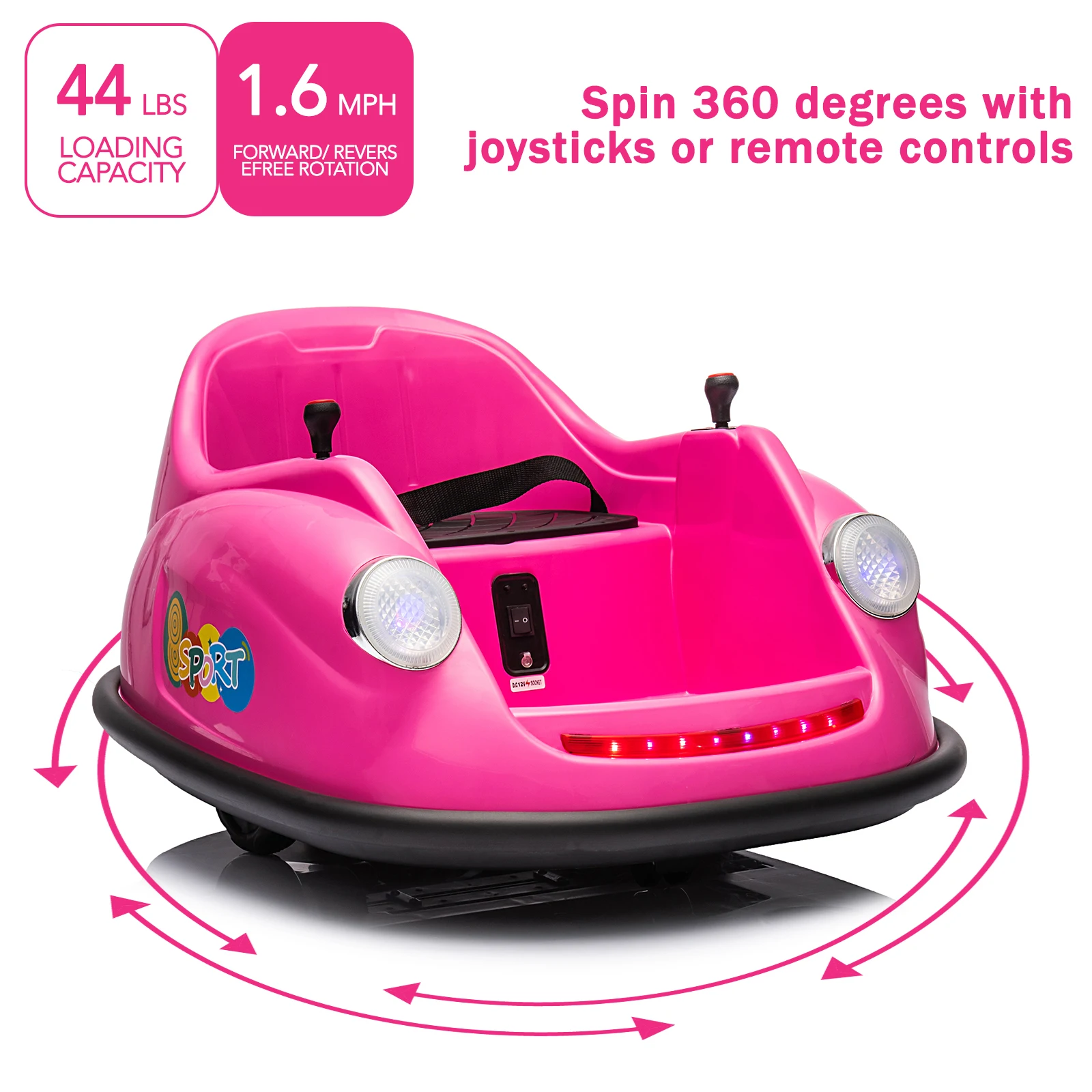 Coches de parachoques para niños pequeños, regalo de coche de parachoques eléctrico para niños, montar en coche, coche con batería de 12V para niños con control remoto, giro de 360 grados