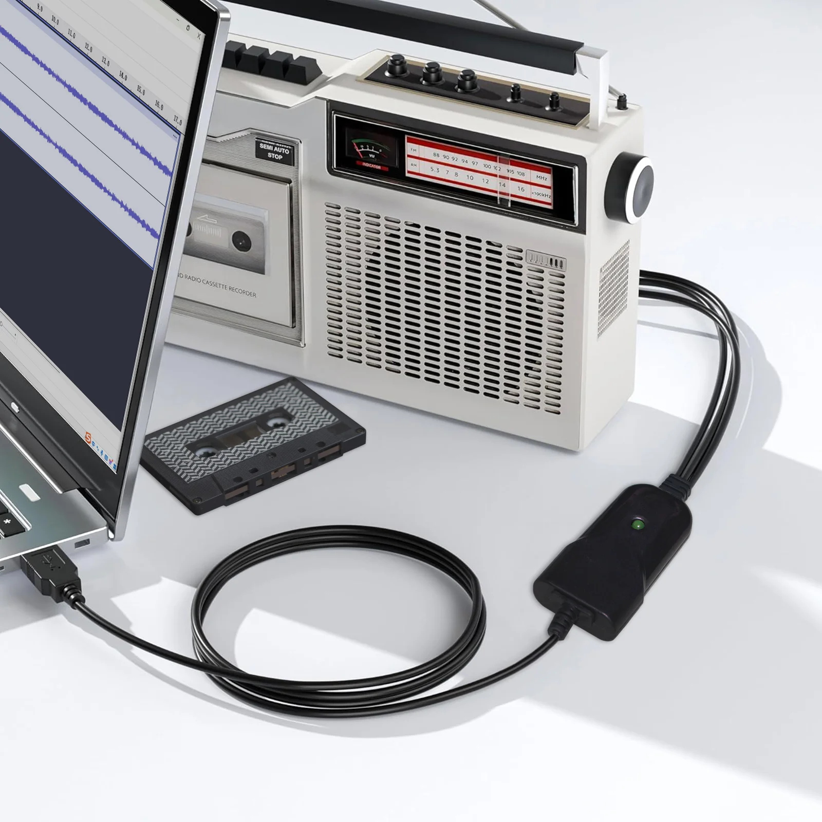 USB 오디오 캡처, 고품질 오디오 녹음 어댑터, RCA L/R 3.5mm 오디오 - USB 2.0, 테이프, MD, 테이프, CD 플레이어에 적합