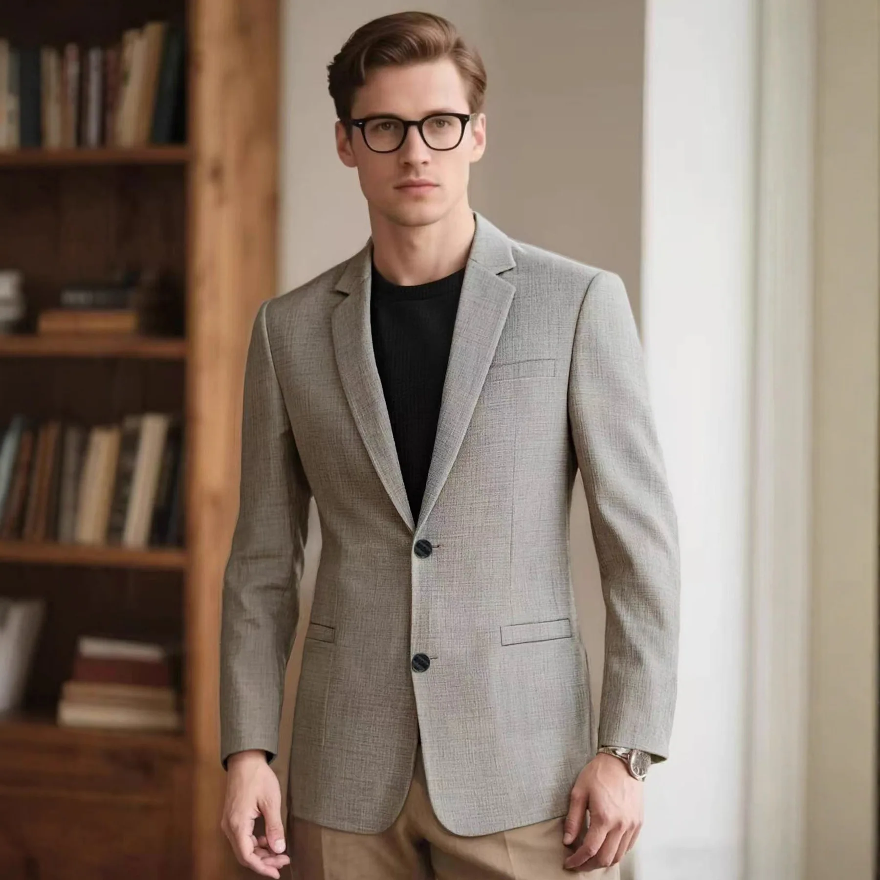 

Мужской модный повседневный однотонный классический универсальный весенне-осенний тонкий легкий роскошный костюм