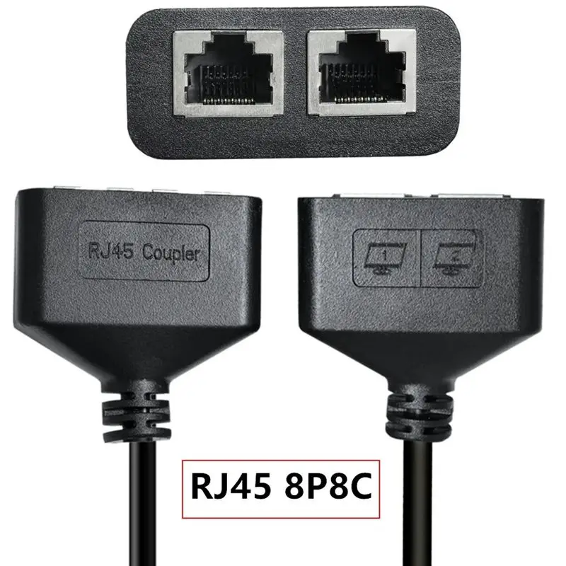 Double RJ45 Female 8P8C Network Port to 8-Core Soldering Free Terminal Line Cat6 Network Pure Copper Straight Through Line 25cm