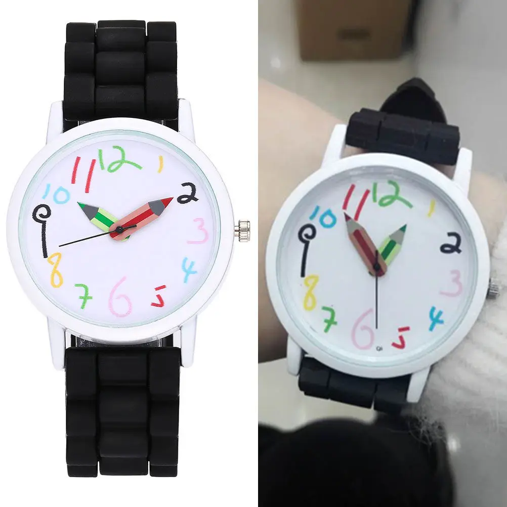 1Pcs Digital Pencil Pointer Watch for Cartoon Silicone Wristband Alloy Case Comfortable Fit Birthday Party Favor Gift
