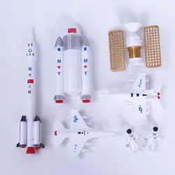 7Pcs/Set Cosmic Satellite Space Exploration Rocket Toy Set Simulation Model Toys Early Education Rocket Planet Model Plastic