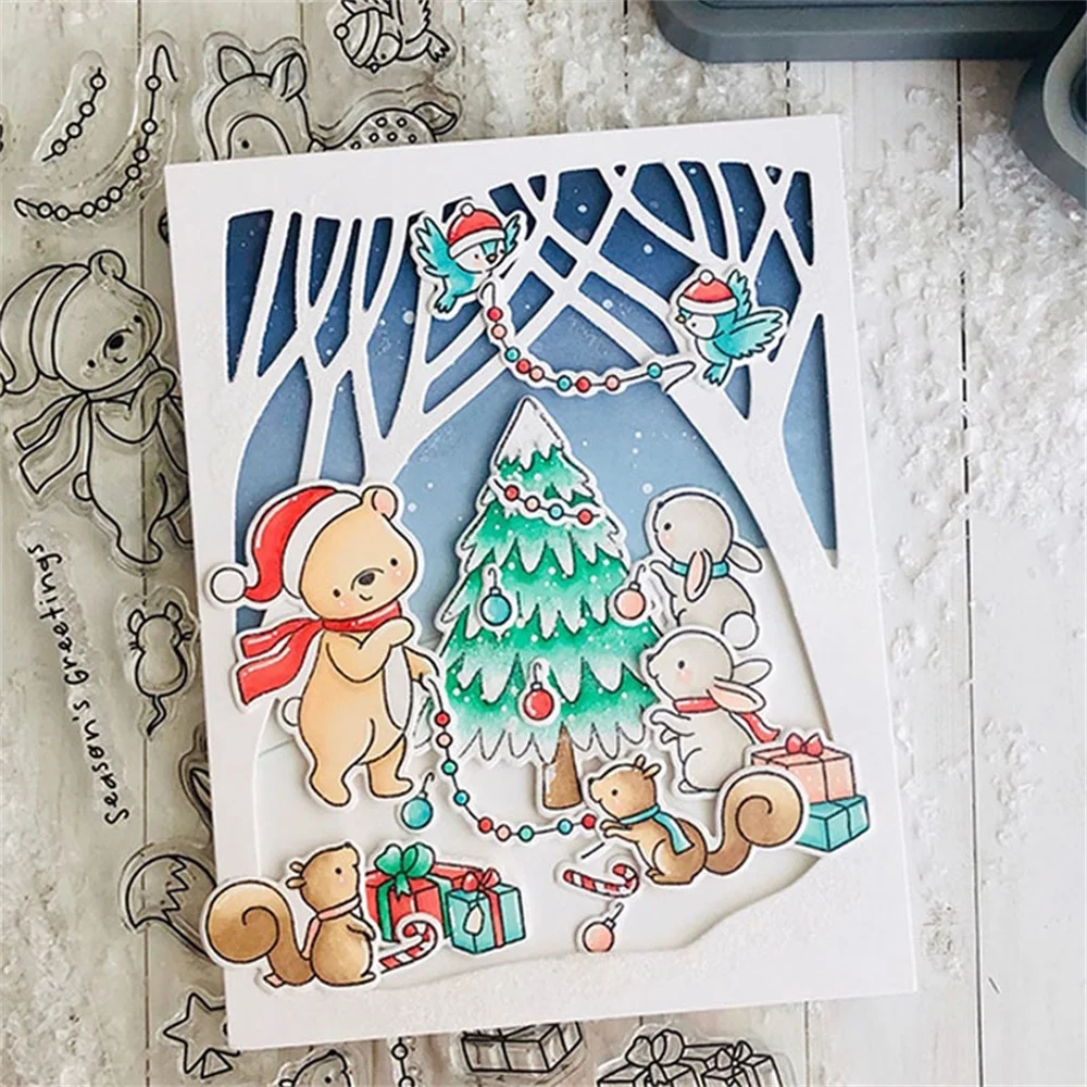 Winter Woods Overlay Cutting Dies For DIY Scrapbooking Album Christmas Card Making Decoration Paper Craft Metal Die Cuts Knife