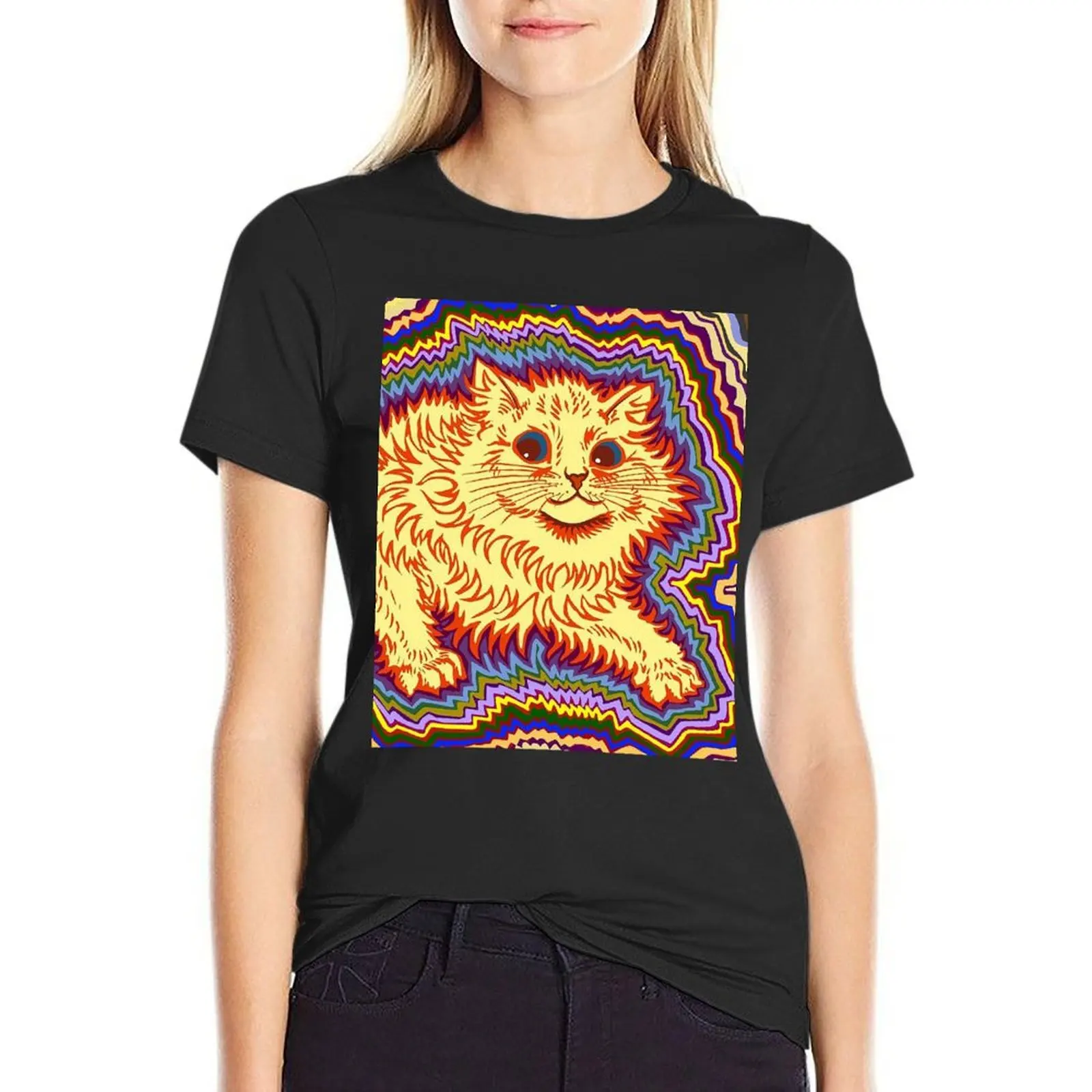 louis wain T-Shirt summer top korean fashion funny animal print shirt for girls plus size t shirts for Women loose fit