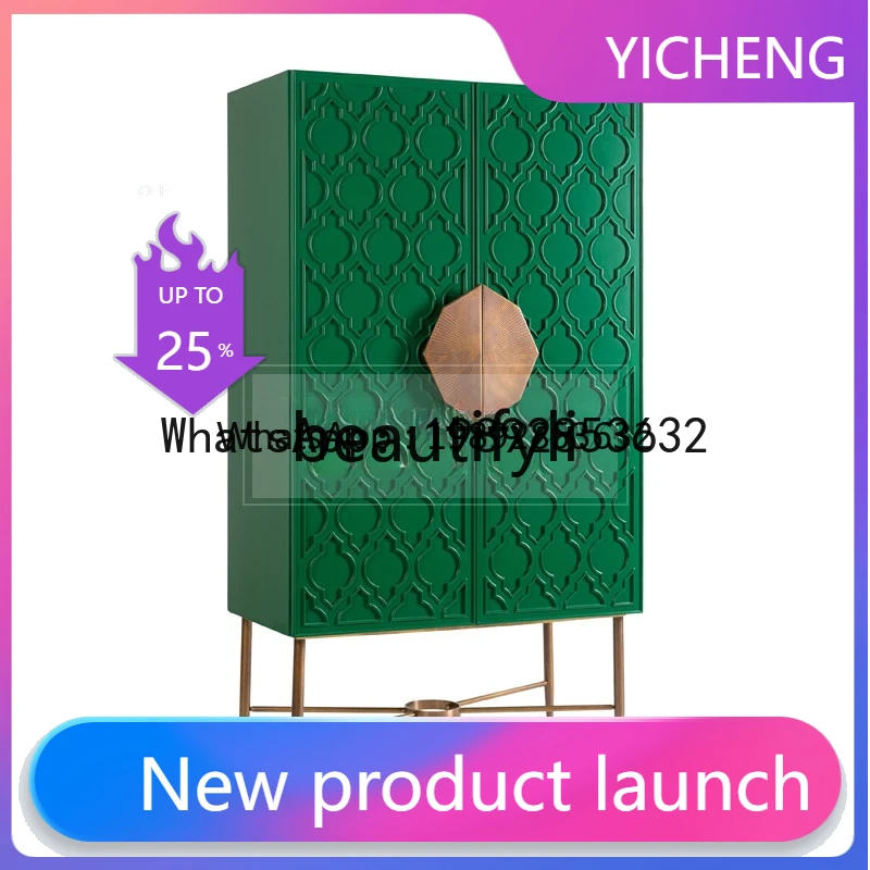 

French solid wood luxury entrance vertical small wardrobe modern simple high-end wall decorative cabinet