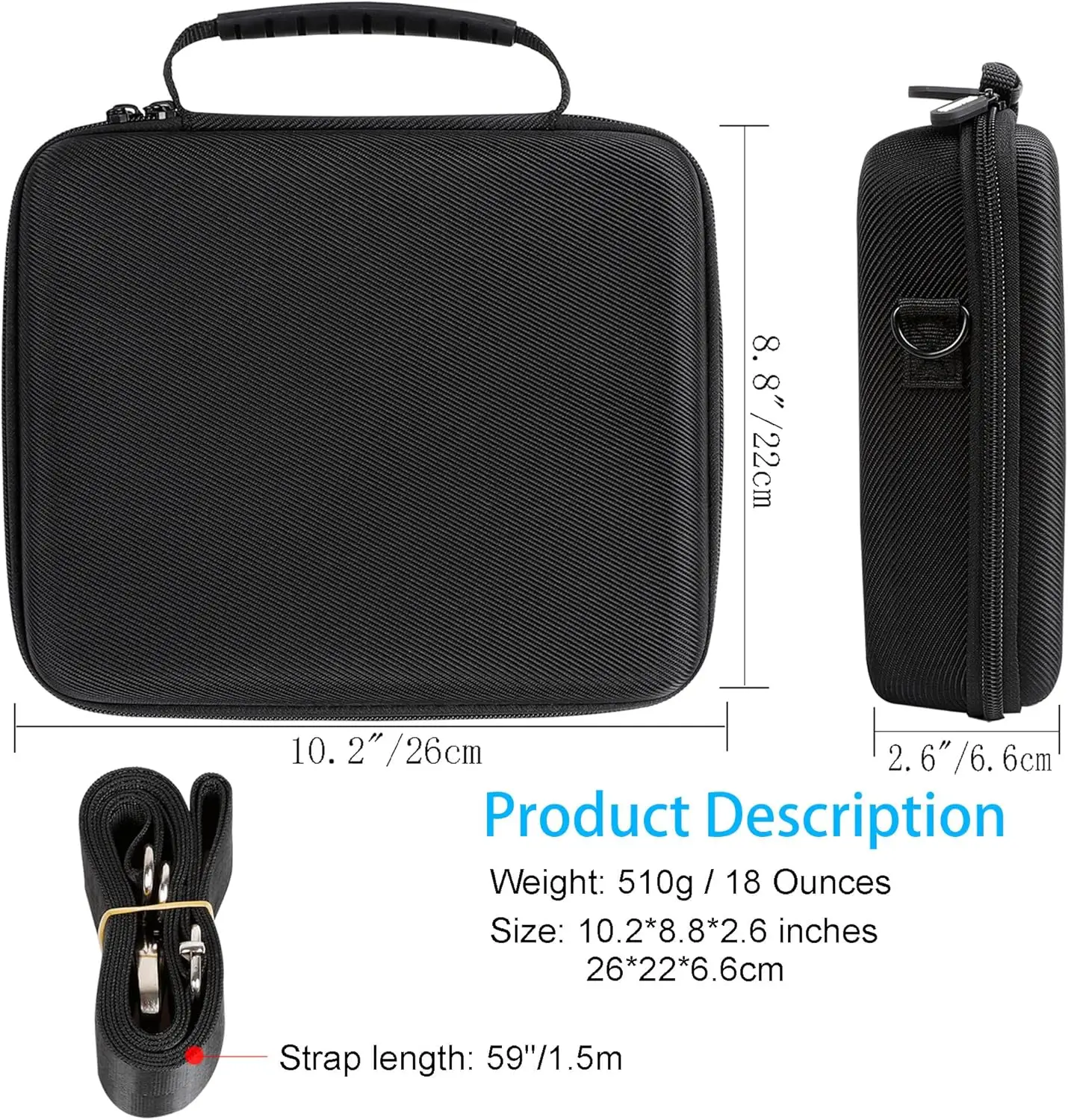 حافظة صلبة لهاتف GoPro Hero 13-7 & DJI Osmo Action 5-3، فضي/أسود، مع حقيبة كتف وحزام