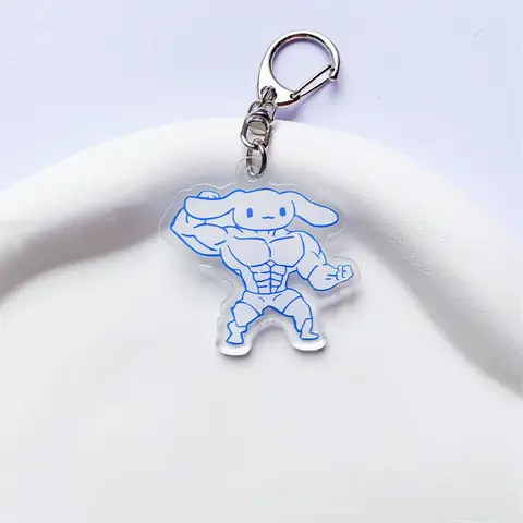 Funny Sanrio Muscle Dark Wind Keychain Kawaii Anime Hello Kitty Keychain Fitness Hunk Couple Melody Kuromi Bag Keyrings Pendant