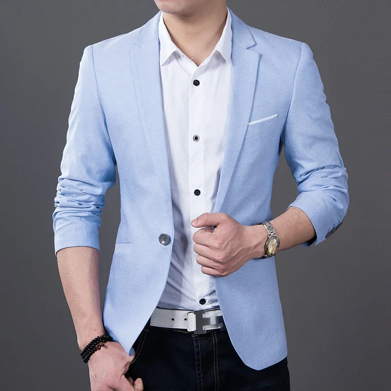 

Korean Version Slim Fit Temperament Small Suit Men Casual Solid Handsome Men's Jacket Suit Single Tops Mens Clothing