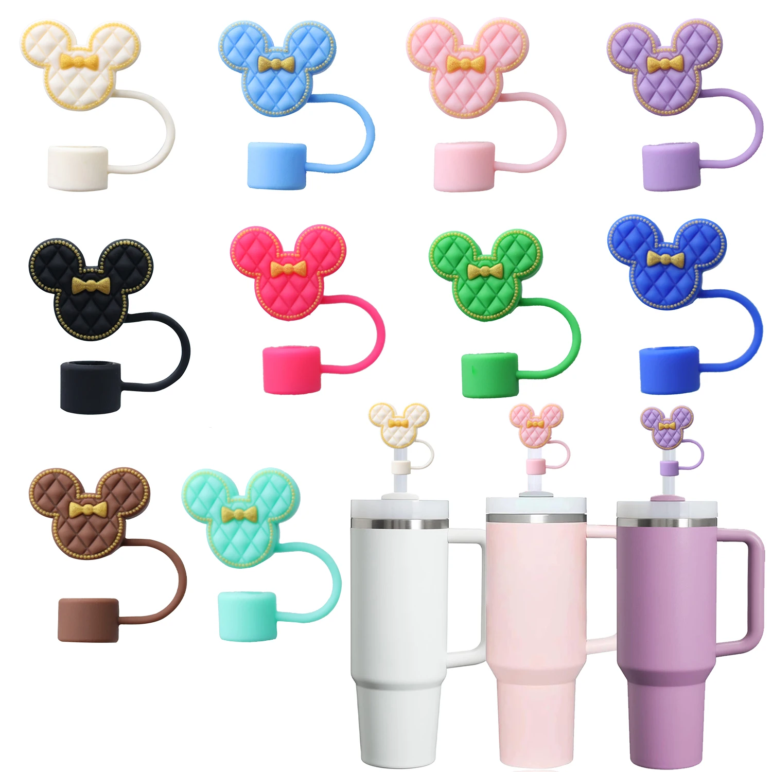 Silicone Straw Caps (3pcs), Compatible with 30 and 40 oz Stanley Cups with Handles - Dustproof, Reusable Straw Caps