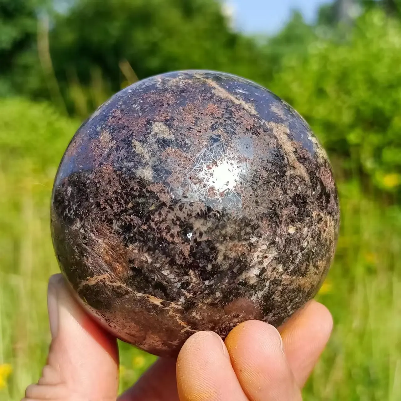 Natural Iron Ore Symbiotic Blue Hair Crystal Ball, Quartz Crystal Symbiotic Cluster, Mineral Reiki Healing Stone, Energy Demagne