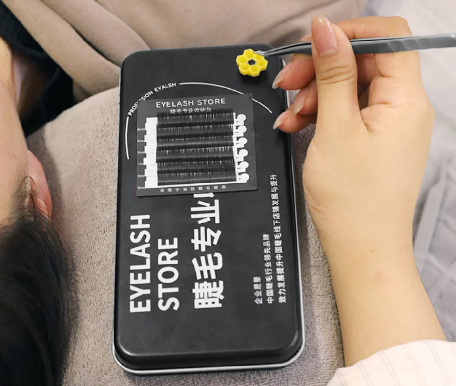 Black Dust-proof Magnetic Eyelash Storage Box Case Metal Lash Tray Holder Box Lash Display Box