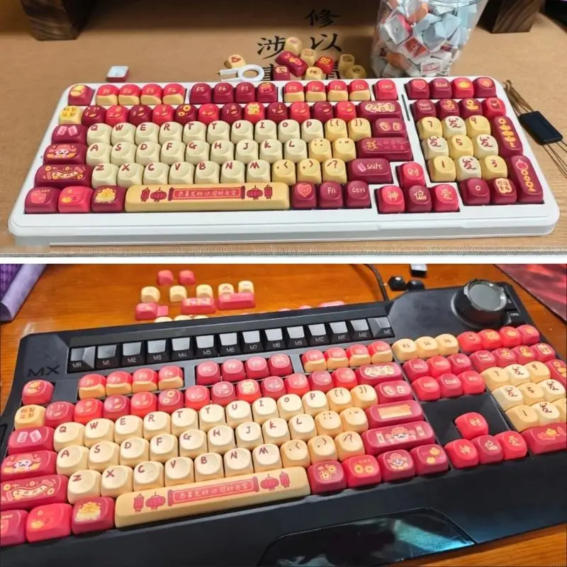 

Ergonomic OQO height Keycap Chinese New Year Theme Keycaps for Mechanical Keyboards and Gaming Personalizing 127pcs H8WD