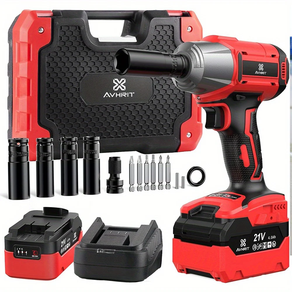 

Avhrit Cordless Impact Wrench 1/ 2 Inch, 480Ft-lbs(650Nm) Brushless 1/ 2 Impact Gun W/ 2x 4.0Ah