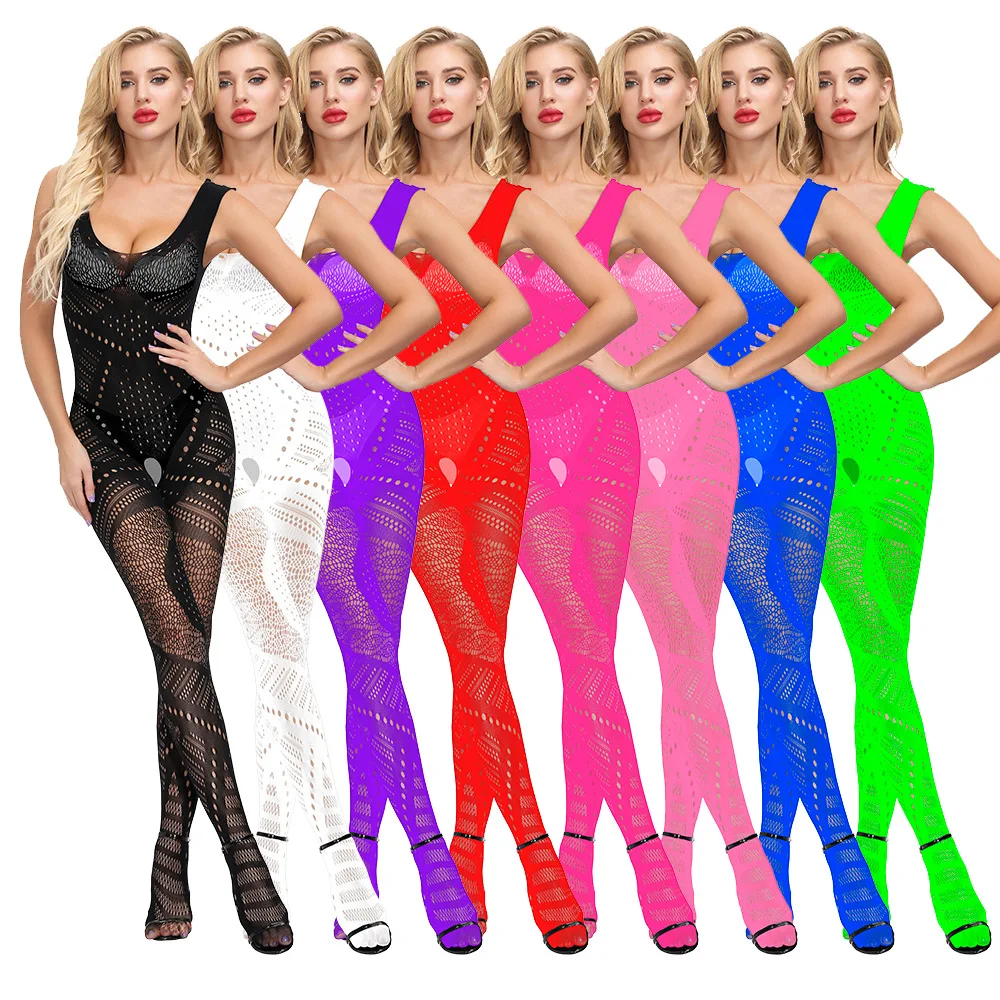 

Sexy Underwear Uniform Jacquard Jumpsuit Lace-up Open Crotch Pantyhose Stockings Foreign Trade New W408