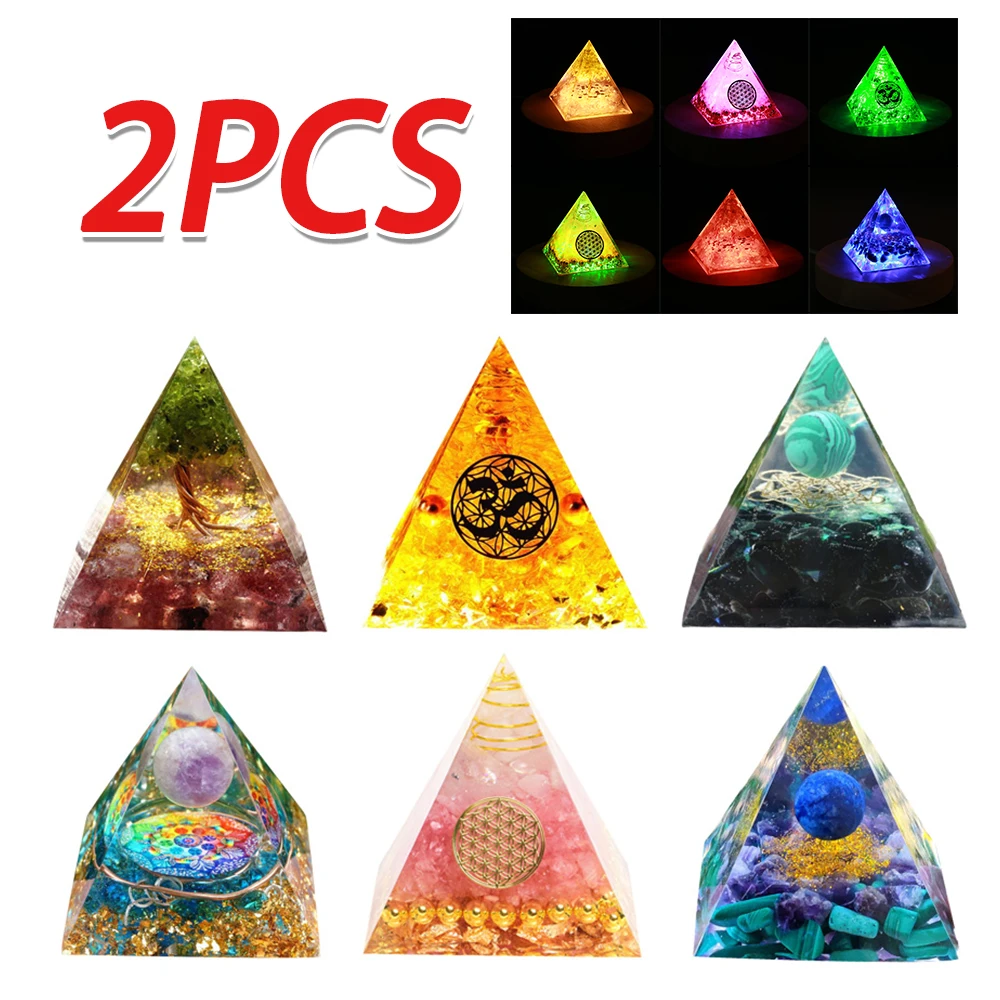 Pirámide de orgonita de cristal, torre de energía de cristal de Ogan, pirámide de orgonita de cristal para reducir el estrés, meditación curativa, atrae la suerte